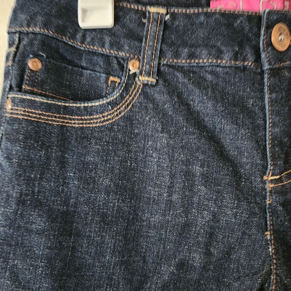 GLO JEANS FLARE Dark Wash Denim Blue Jeans Small Bell Bottom Flare Jeans Size 11 - Picture 6 of 14